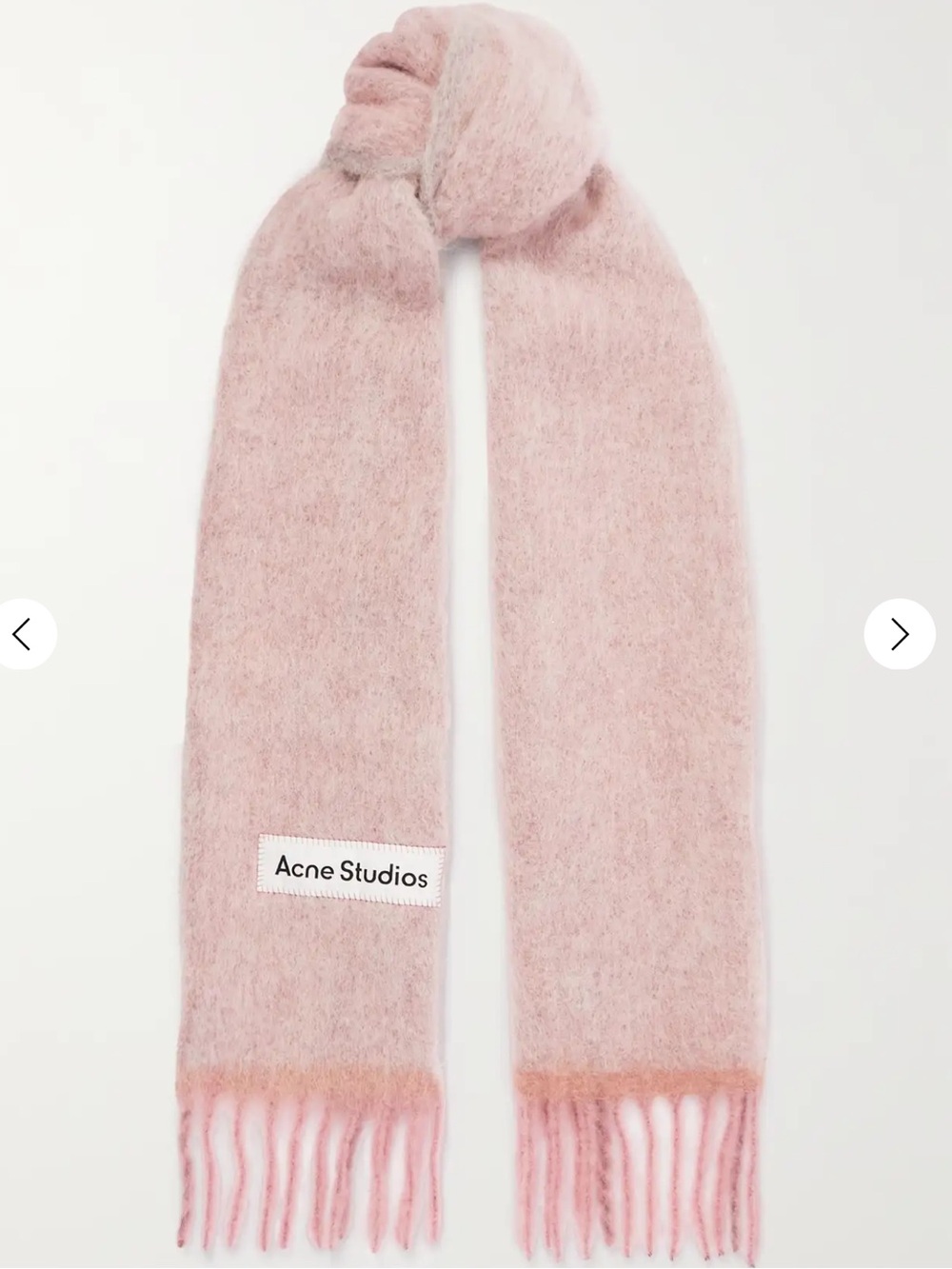 Acne Studios Blush Pink Mohair Fringe Scarf